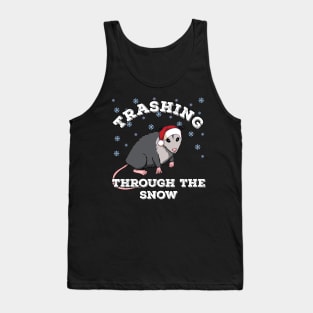 Christmas Opossum trashing through the snow Tank Top